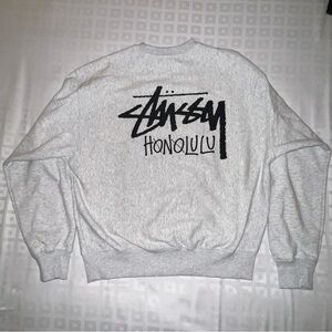 BNWT Stussy Exclusive Honolulu Light Gray Crewneck Sweater